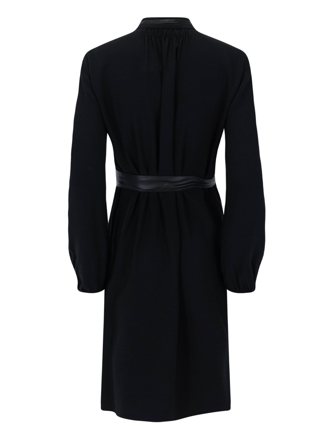 long sleeve shirt dress with vegan leather trim