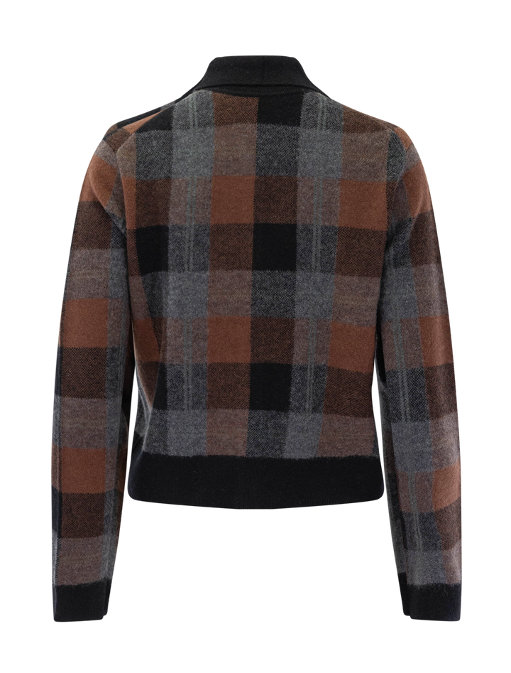 check plaid polo cardigan