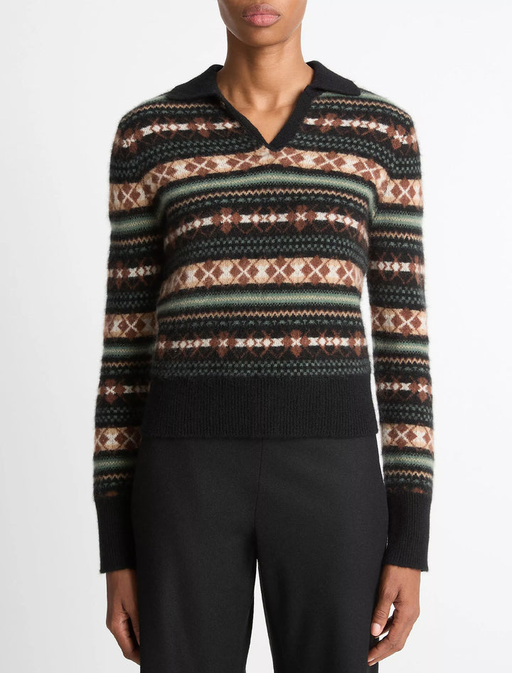 fair isle polo sweater