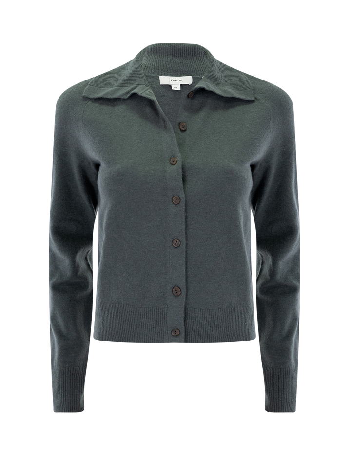 button up polo cardigan in malachite