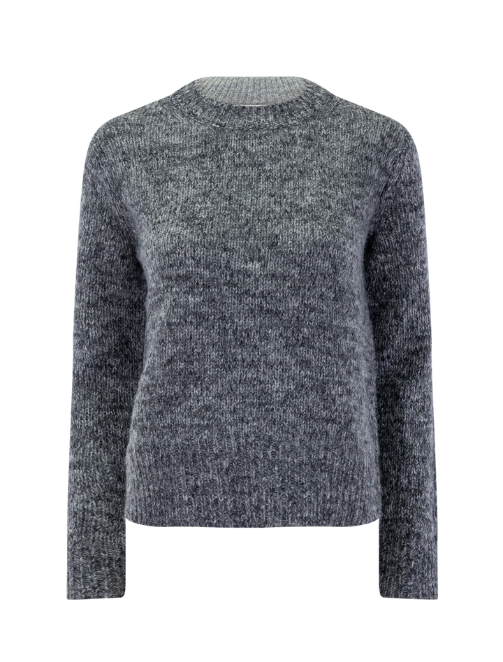 marled crew neck sweater in medium heather grey