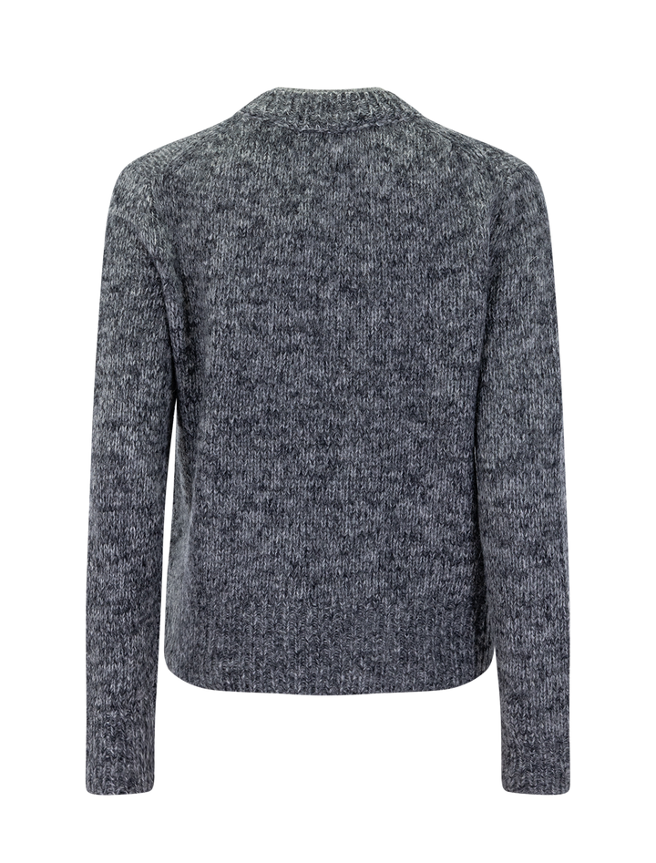 marled crew neck sweater in medium heather grey