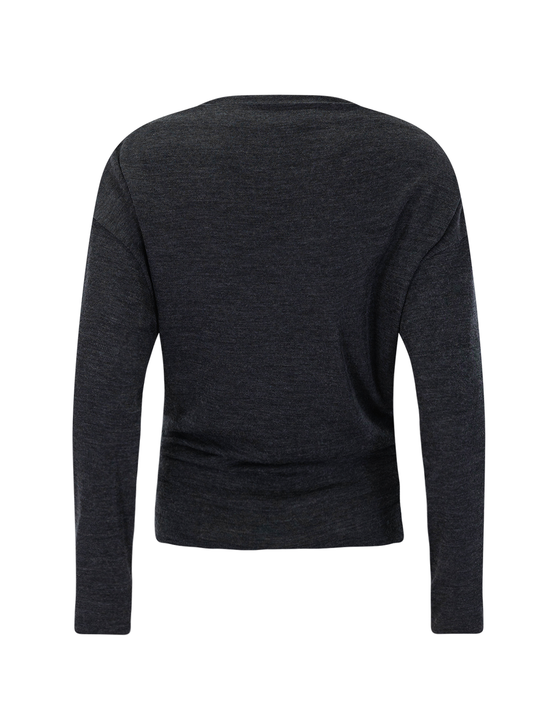draped slash neck top in dark heather grey