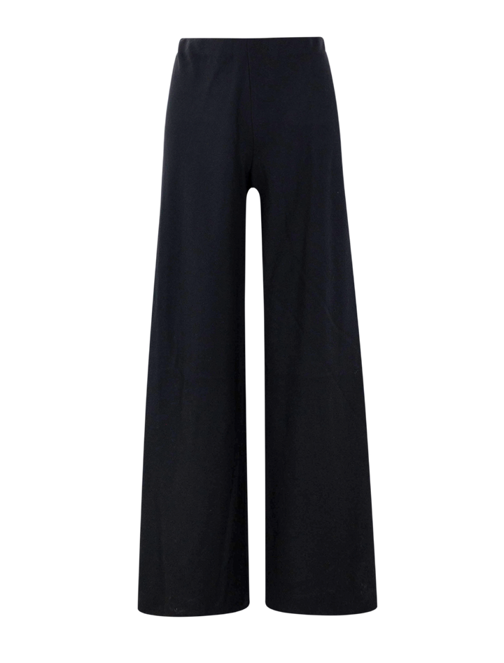 high waist wool blend bias pant in black