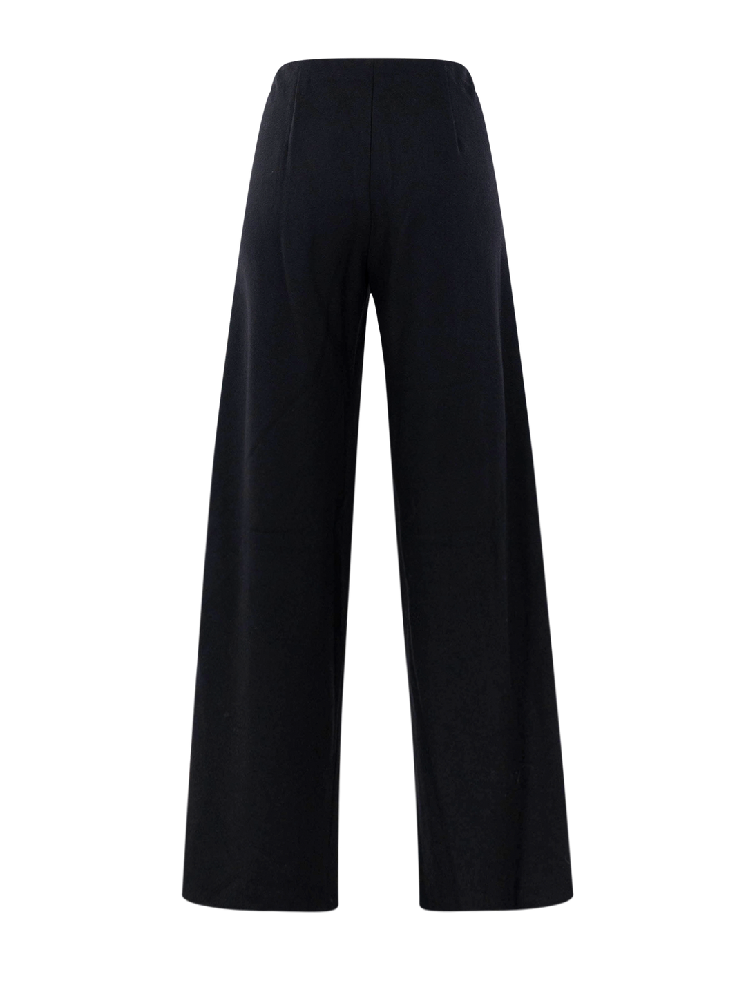 high waist wool blend bias pant in black