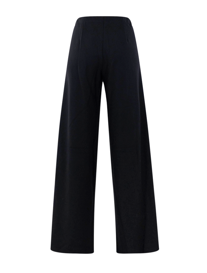 high waist wool blend bias pant in black
