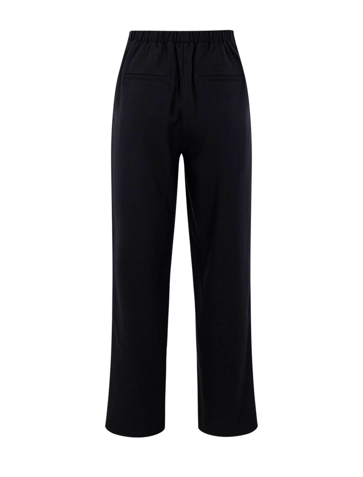 mid rise wool blend easy pull on pant in black