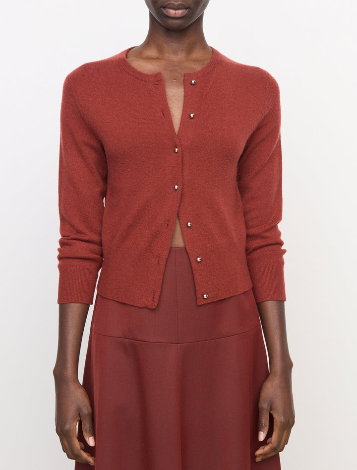 metal button cardigan in siena
