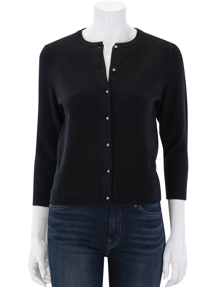metal button cardigan in black