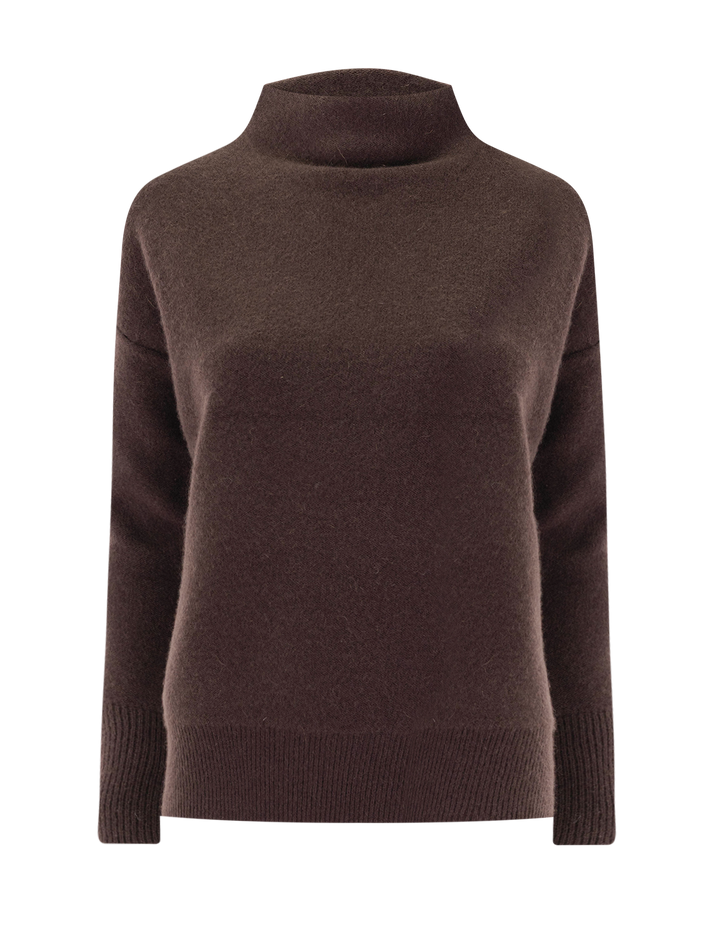 boiled funnel neck pullover in truffle