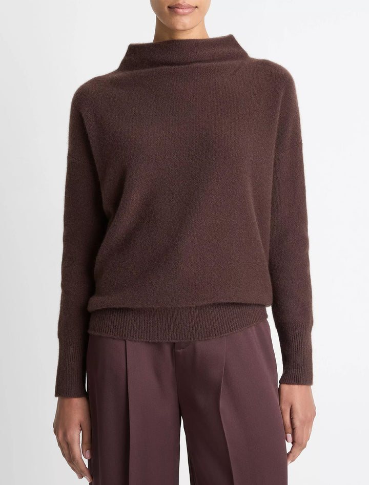 boiled funnel neck pullover in truffle