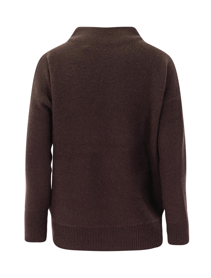 boiled funnel neck pullover in truffle