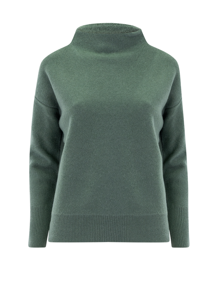 boiled funnel neck pullover in deep patina
