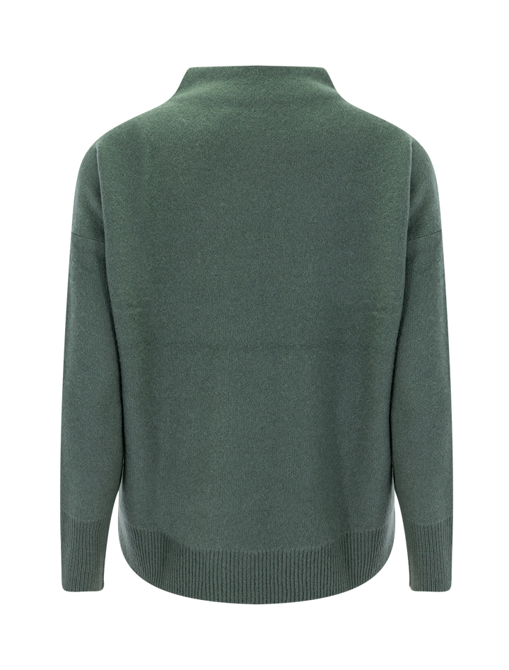 boiled funnel neck pullover in deep patina