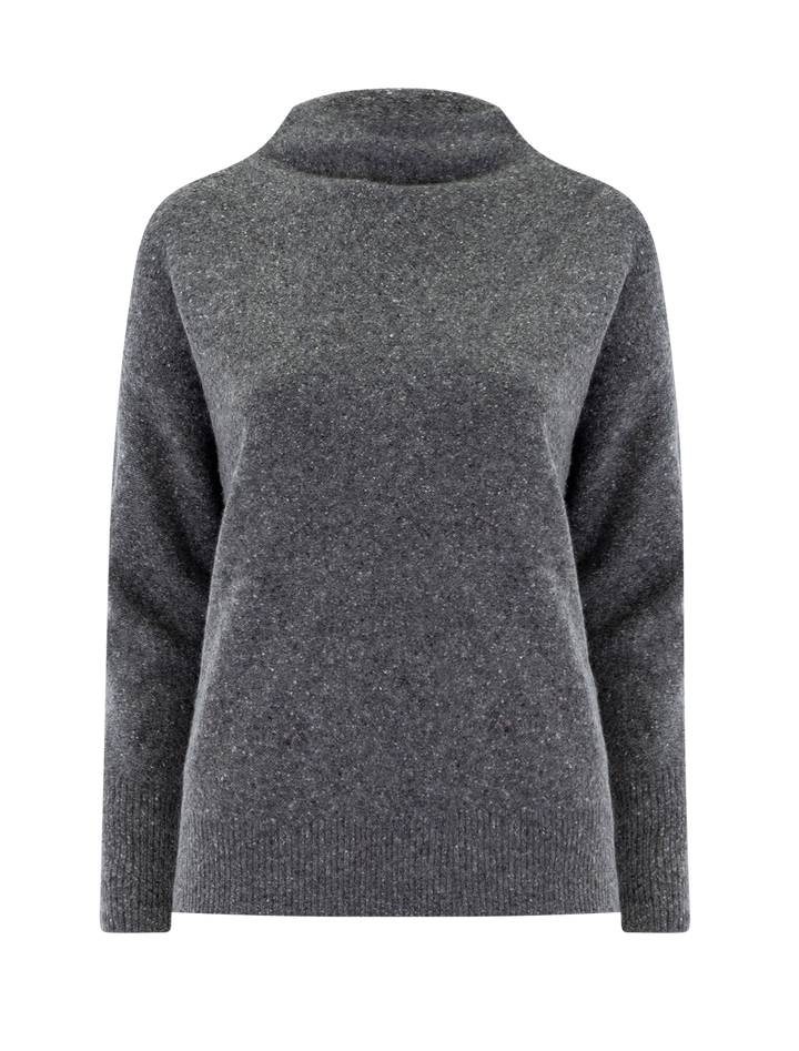 donegal funnel neck pullover in medium heather grey