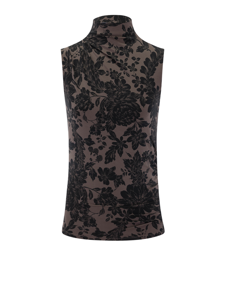 mylie sleeveless top in dark lichen and black print