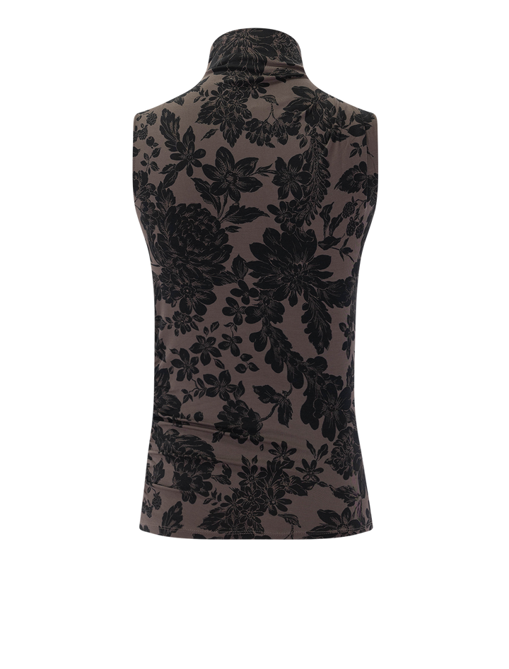 mylie sleeveless top in dark lichen and black print