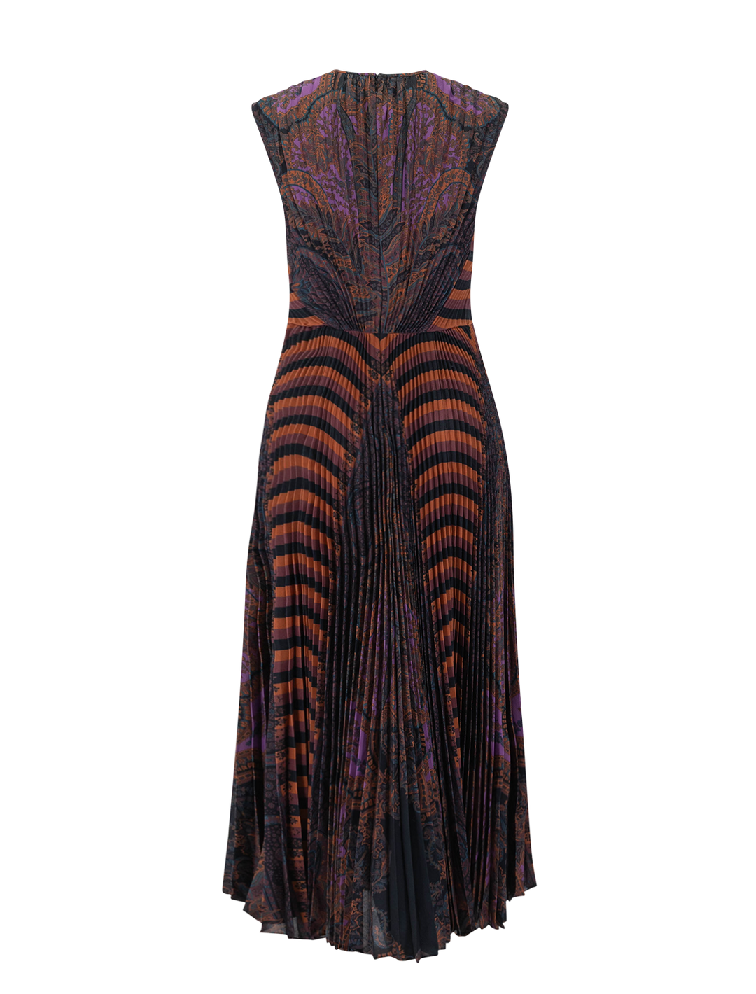 violeta pleated sleeveless midi dress in amethyst