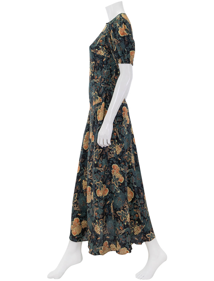 ines puff sleeve midi dress in nuit