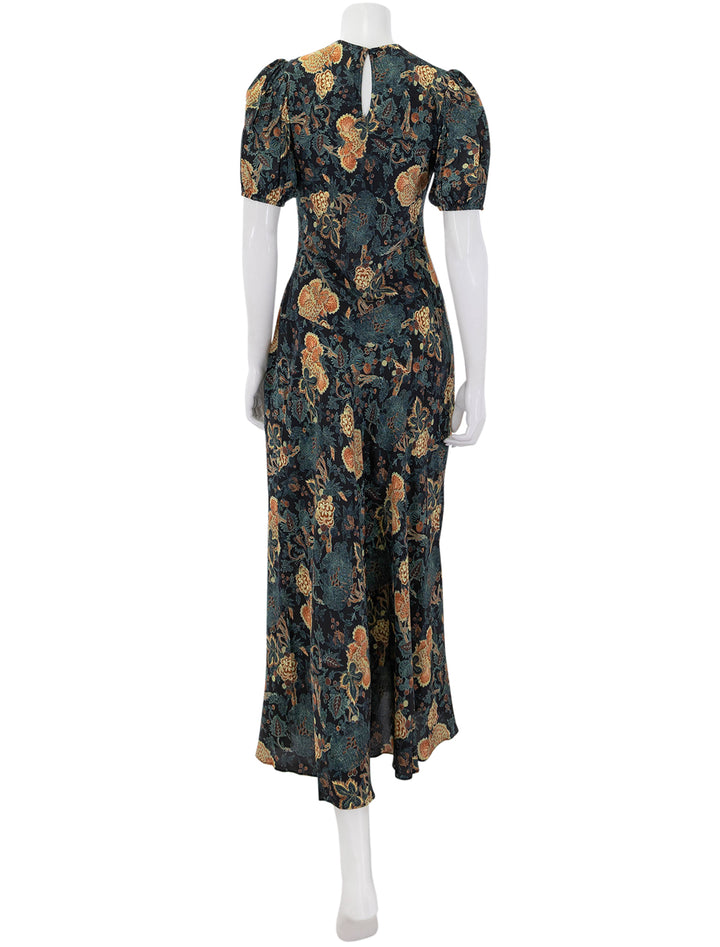 ines puff sleeve midi dress in nuit
