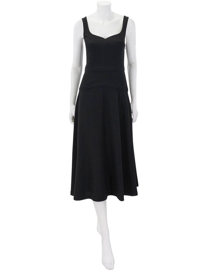 vivi sweetheart neckline midi dress in noir