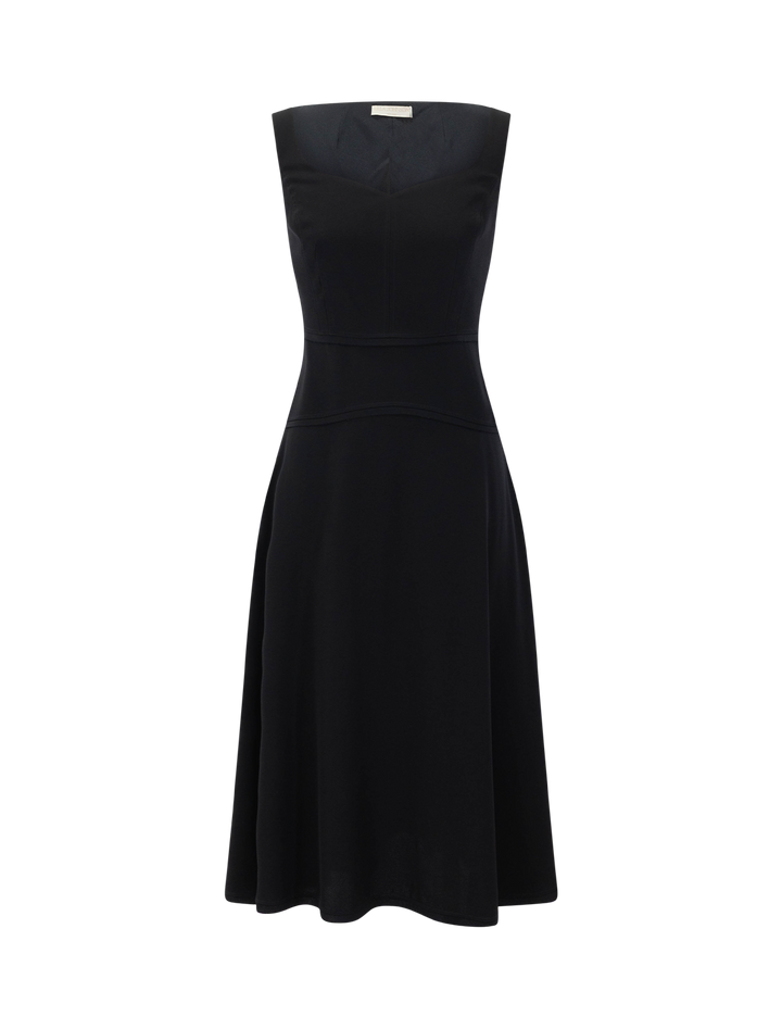 vivi sweetheart neckline midi dress in noir