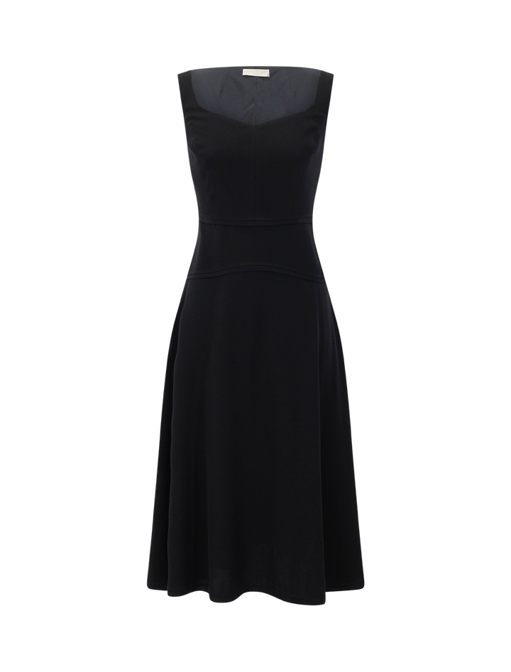 vivi sweetheart neckline midi dress in noir