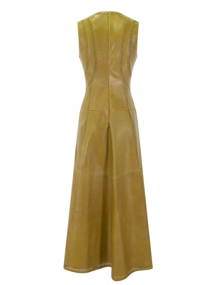 juliette leather sleeveless midi dress in willow