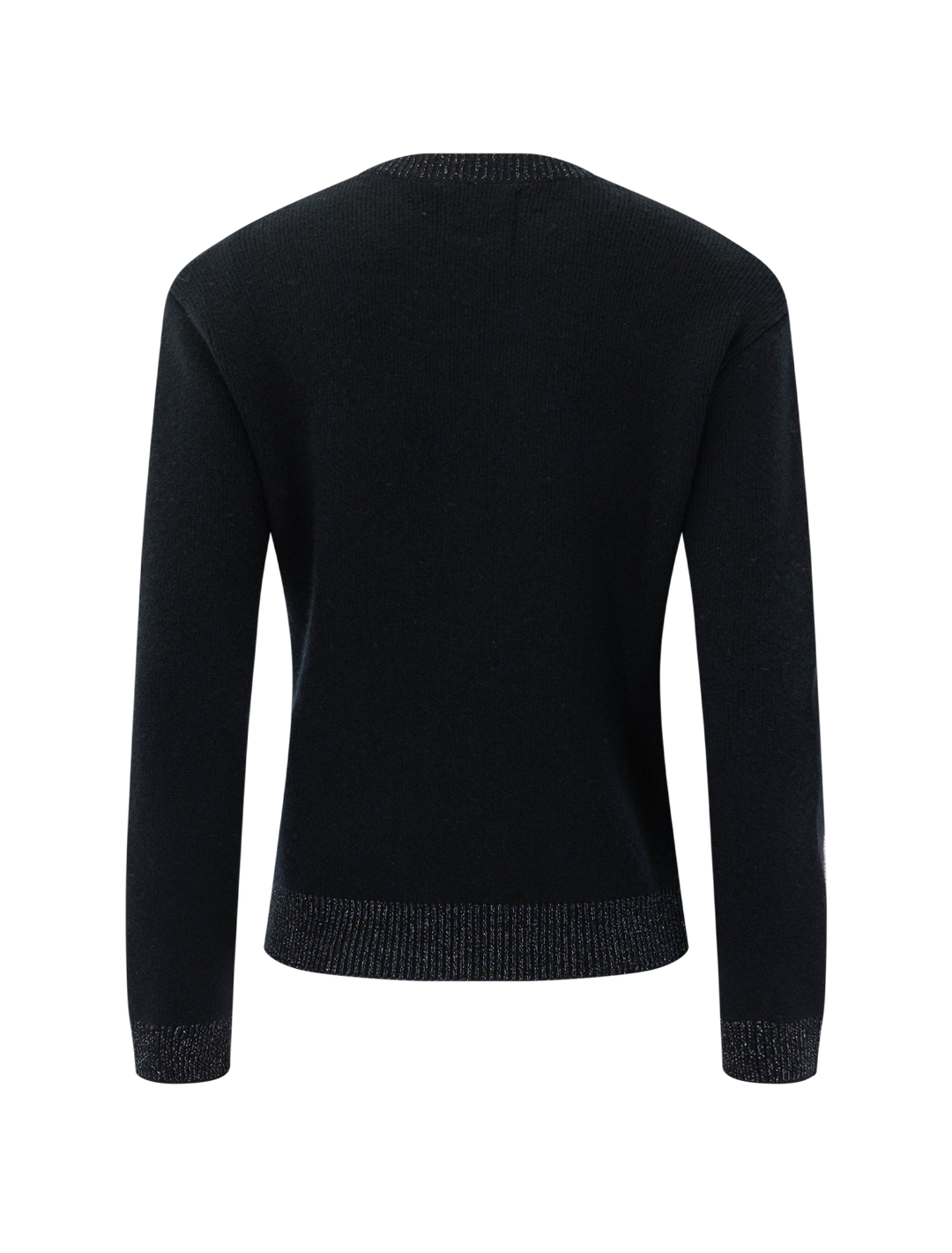 contrast lurex rib crew swater in black