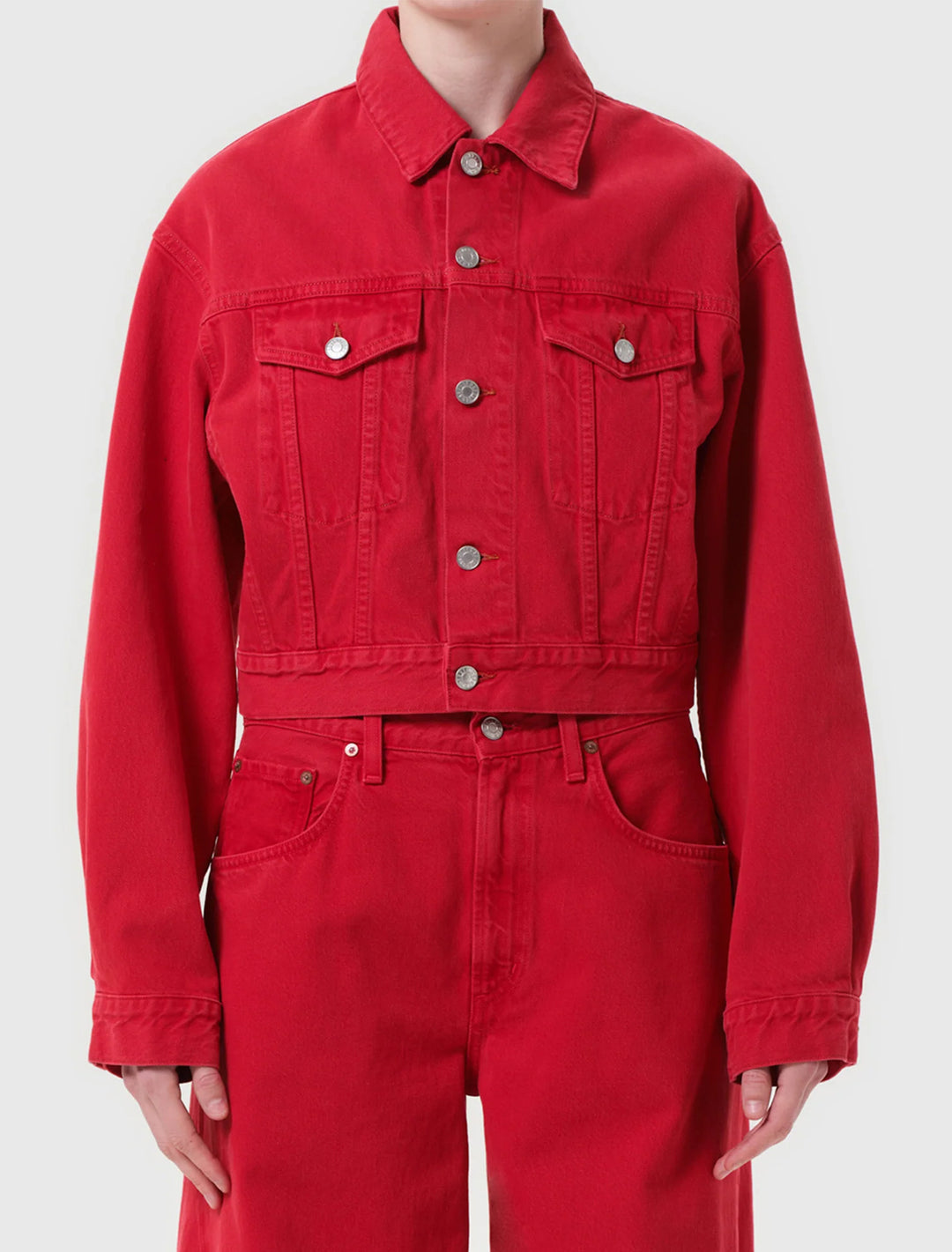 radley denim jacket in tomato