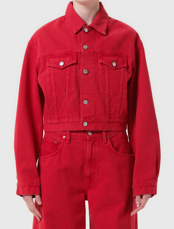 radley denim jacket in tomato