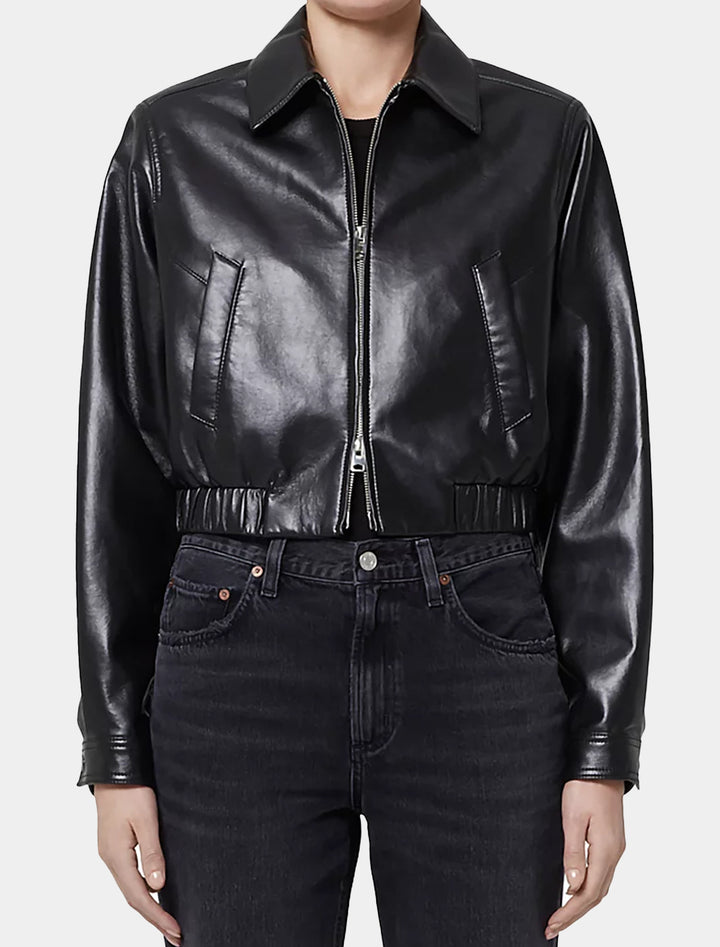 essie recycled leather cropped jacket