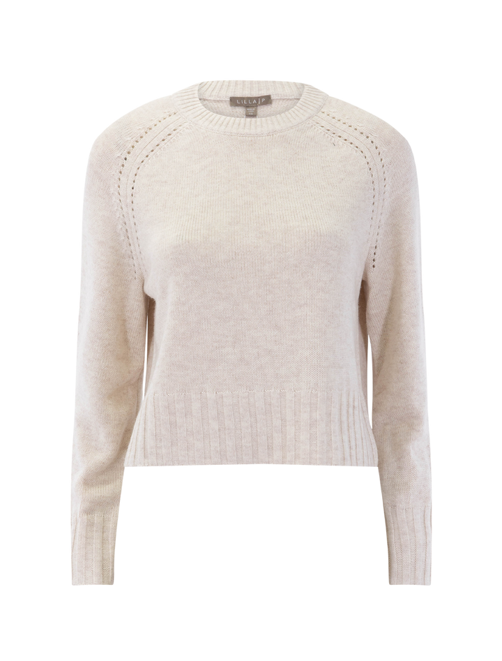 saddle sleeve crewneck sweater in oat