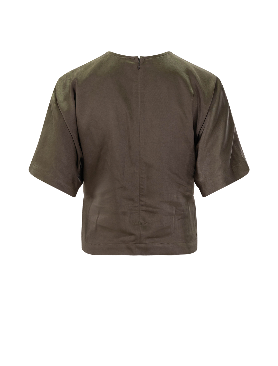 satin dolman short sleeve top in parsley