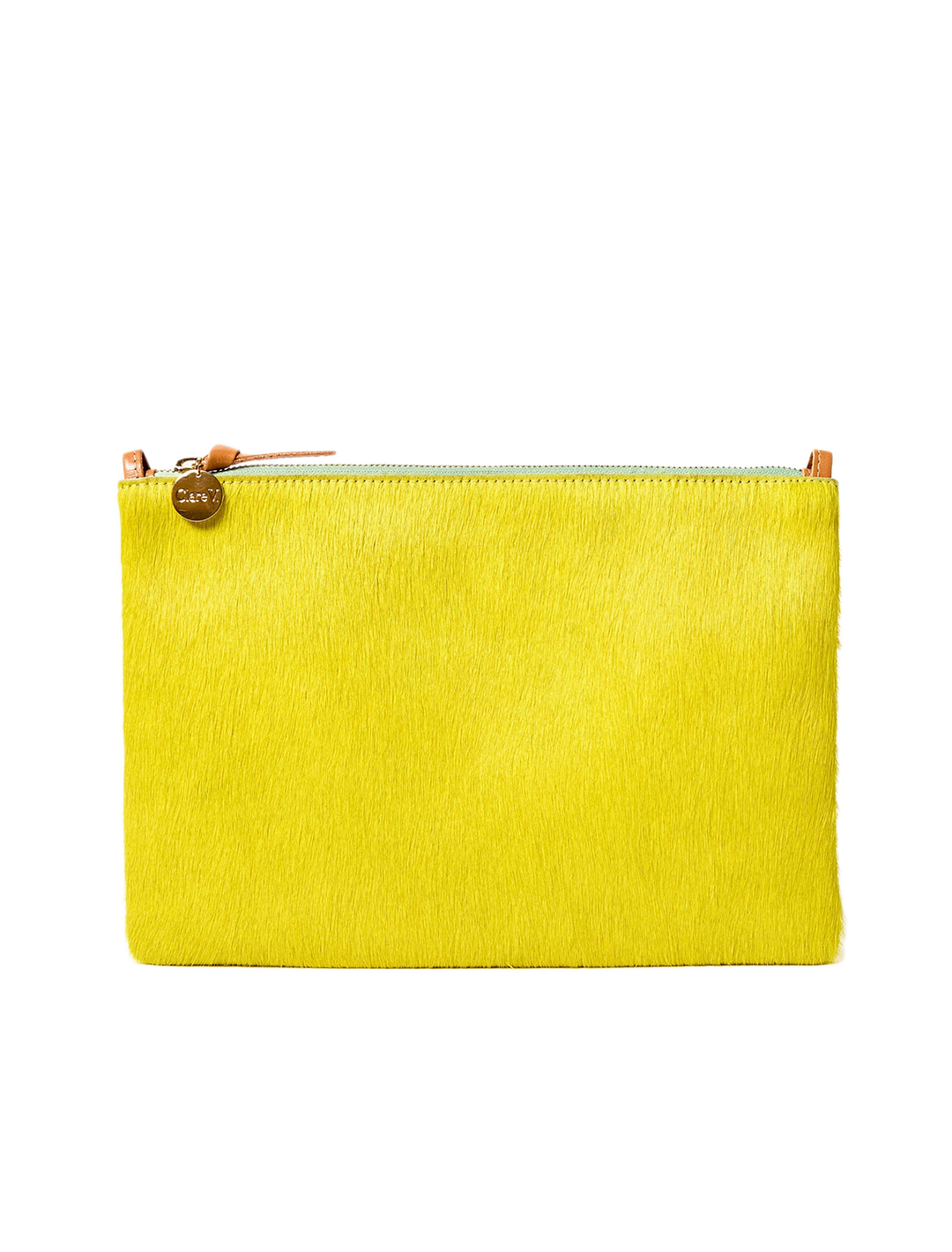 citron hair calf flat clutch with tabs (1)