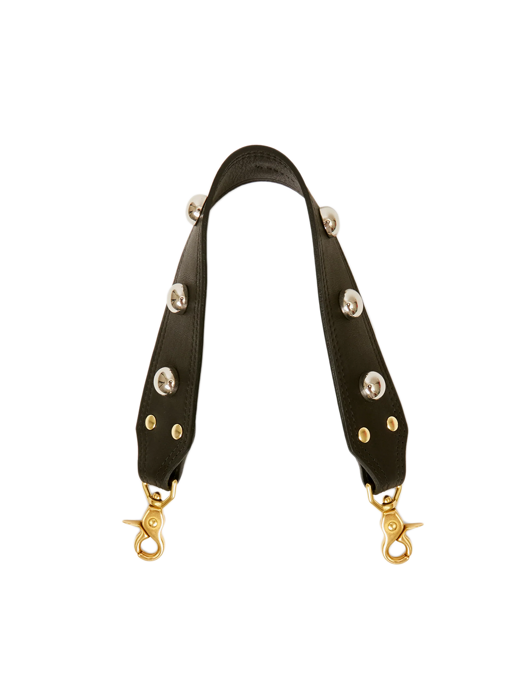 shoulder strap in black leather with studs