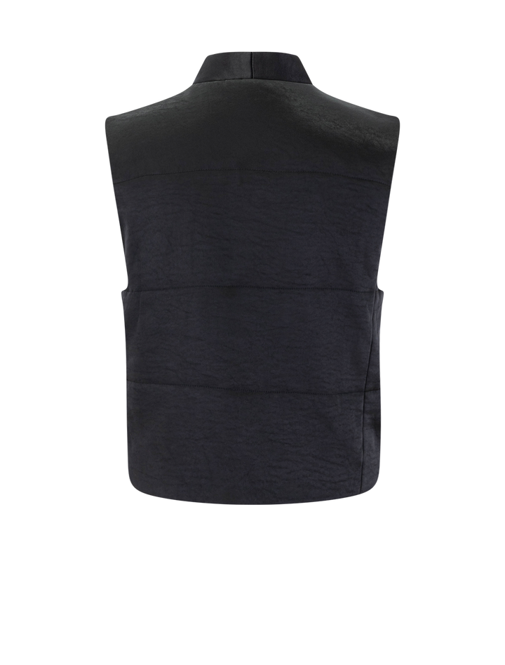 satin quilted vest in black