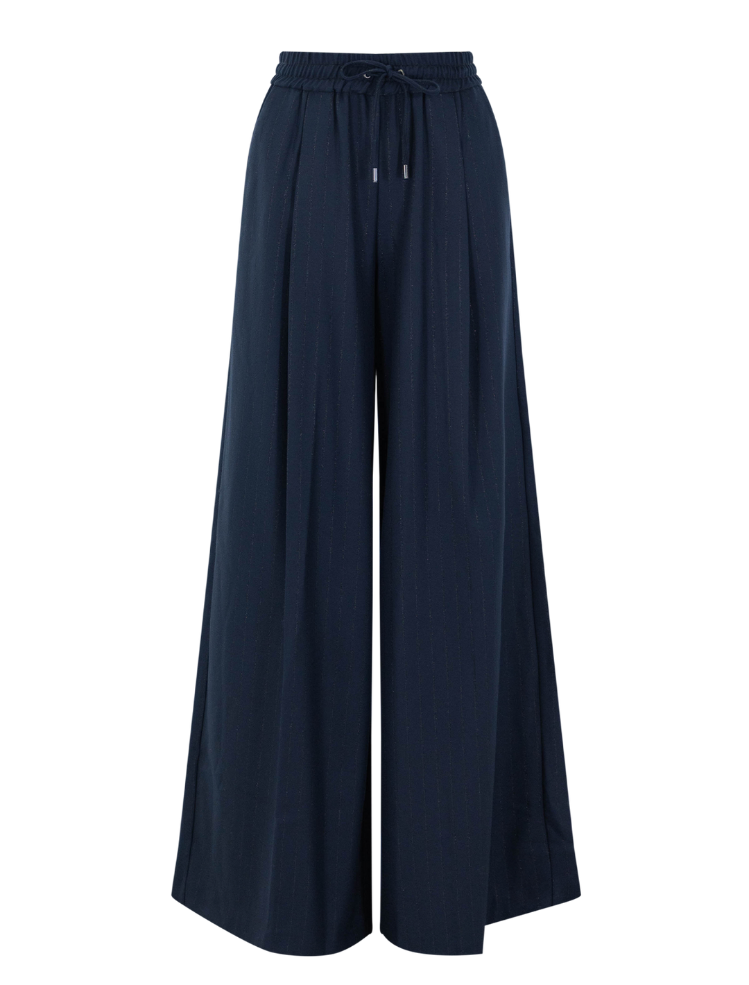 connie drawstring trouser in midnight pinstripe