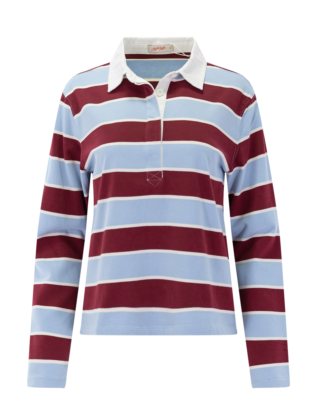 rugby polo in sky &amp; cabernet stripe
