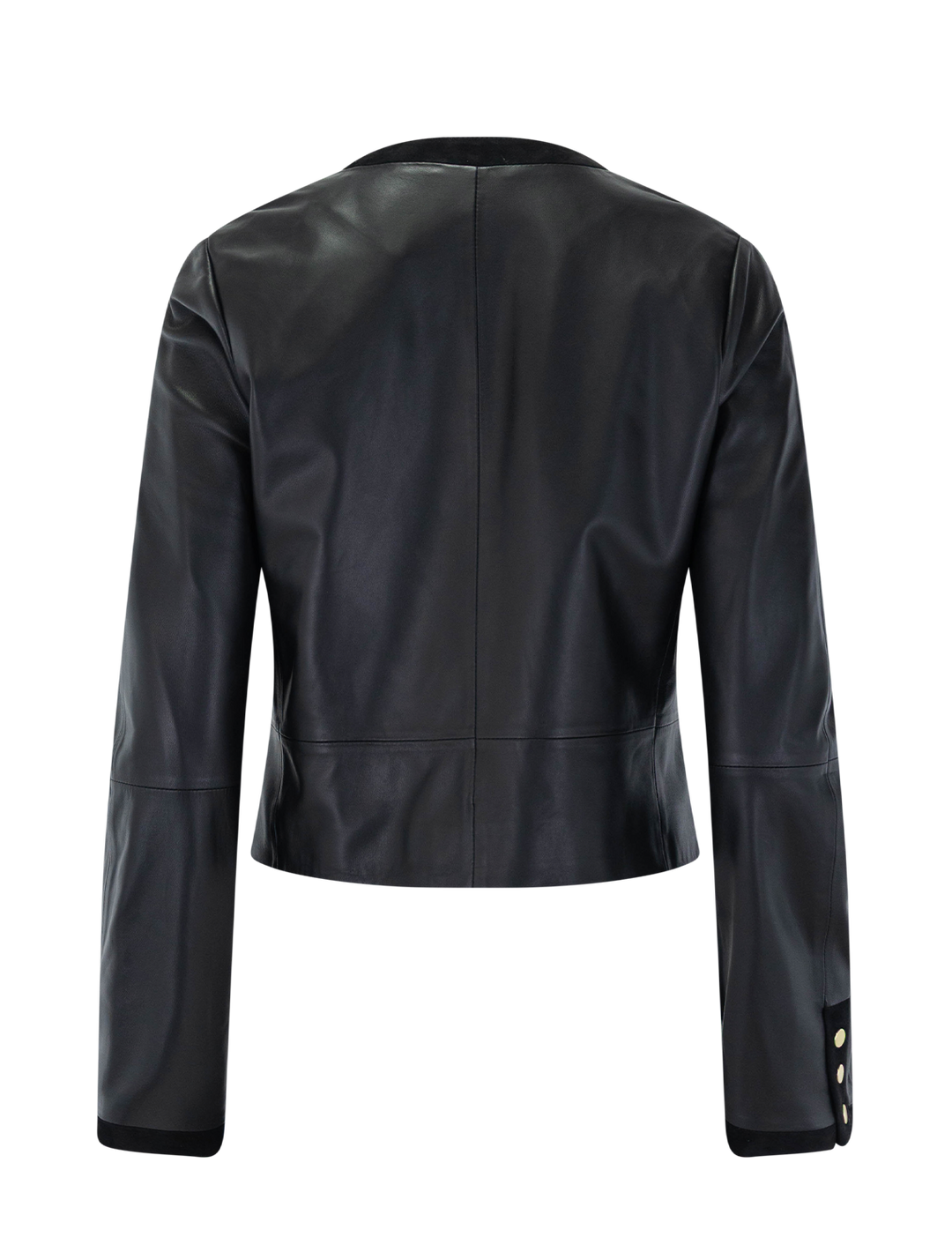 leather cropped jacket in black