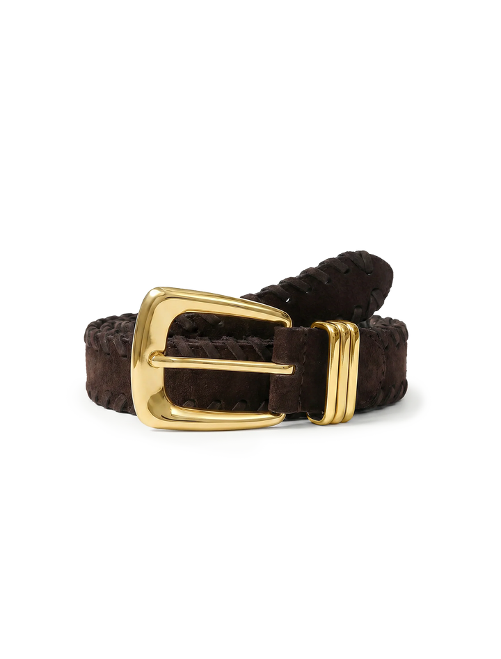 suede whipstitch arch belt in espresso