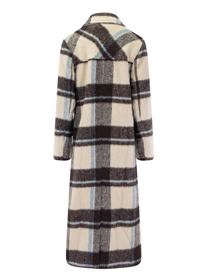 aspen coat in ivory java plaid