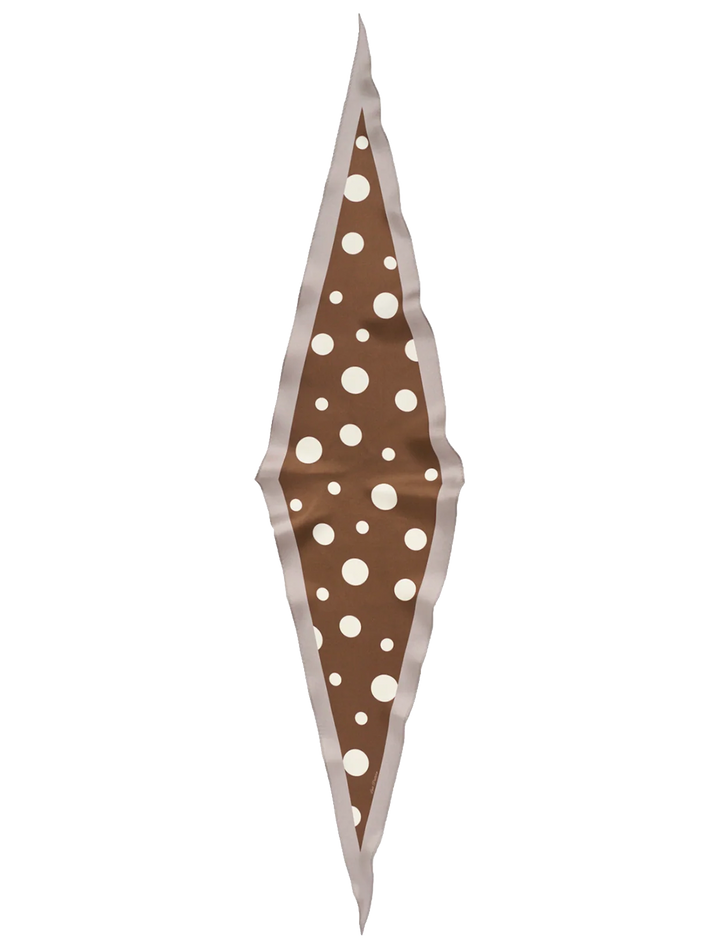retro polka dot silk diamond scarf in coffee