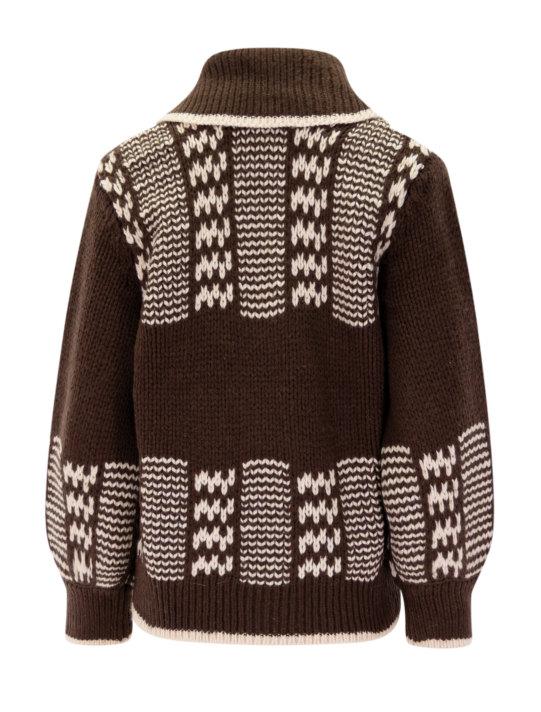 the chalet cardigan in walnut and cream