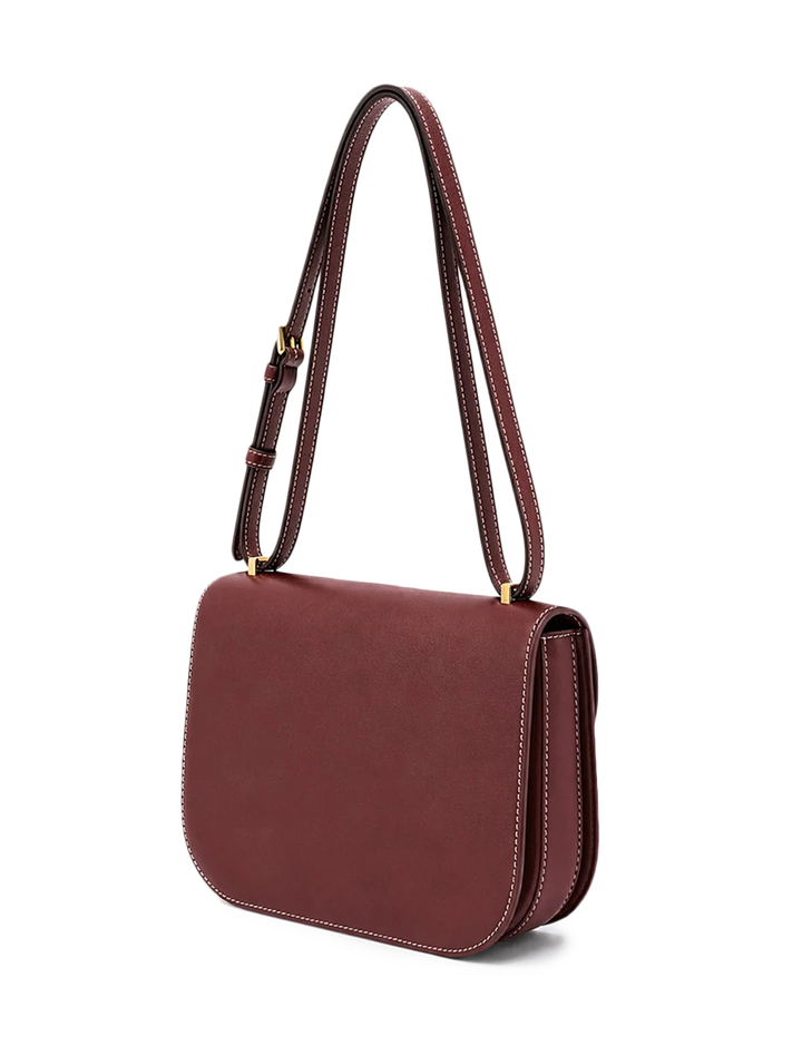 dash saddle bag in burgundy leather