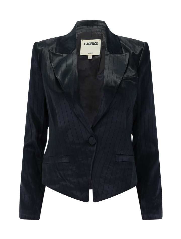 misa blazer in black pinstripe