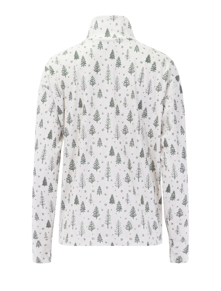 waffle thermal henley pj set in white fir trees