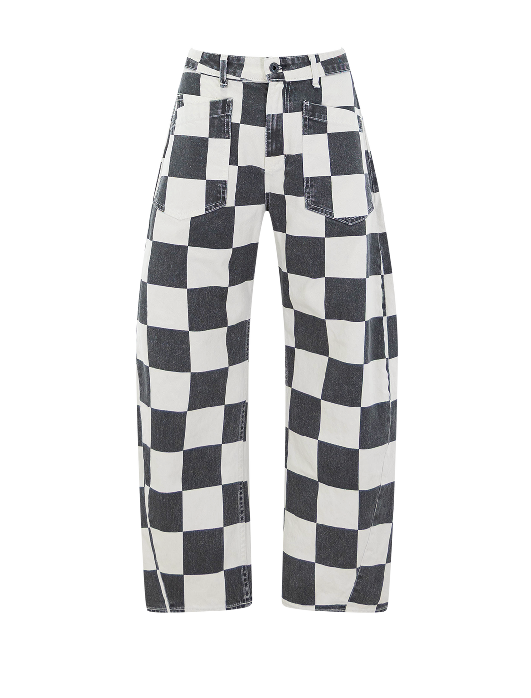 twisted barrel jean in checkerboard