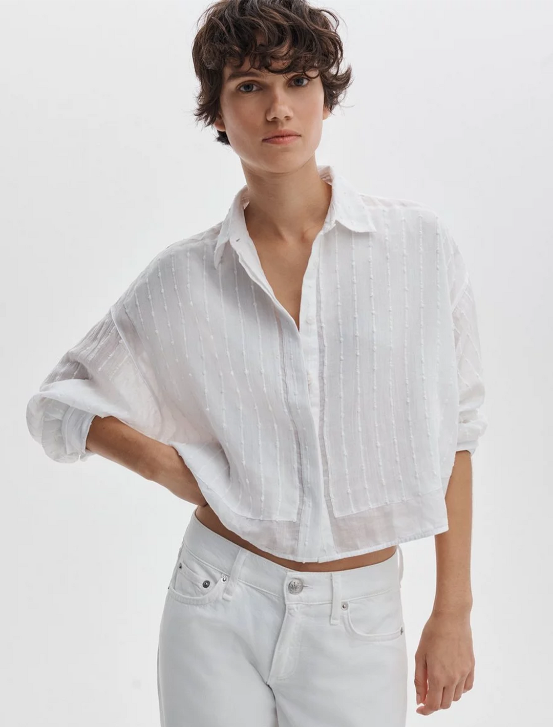 marin long combo shirt in white
