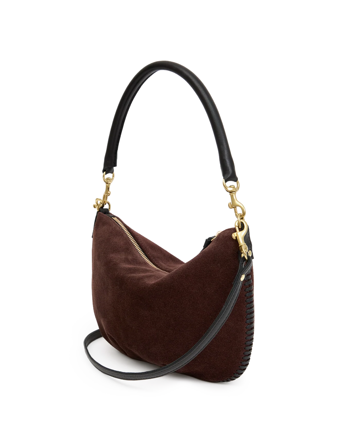 petit moyen messenger in truffle suede